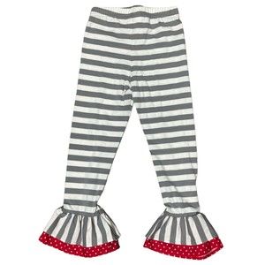 Counting Daisies Girls Stripe Flare Polka-Dot Stretch Leggings Size 6 Wide Leg